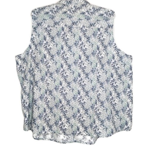 Blusa sin mangas Basic Editions para mujer talla 4X botón delantero cuello en V azul floral - Imagen 6 de 10