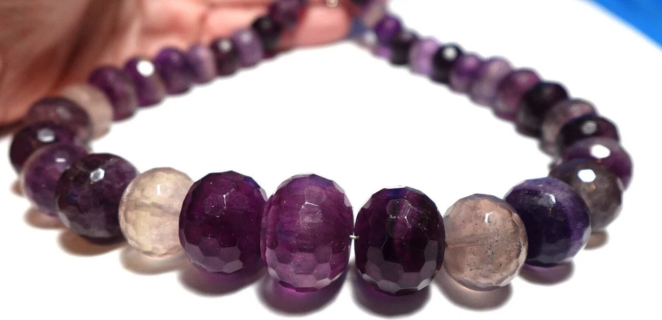 COLLAR PLATA ESTERLINA AMATISTA PESADA 17 PULGADAS 118,6 GRAMOS Foto 2 de 2