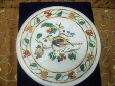 15'' white antique Marble table Top coffee center bird inlay room decor wall