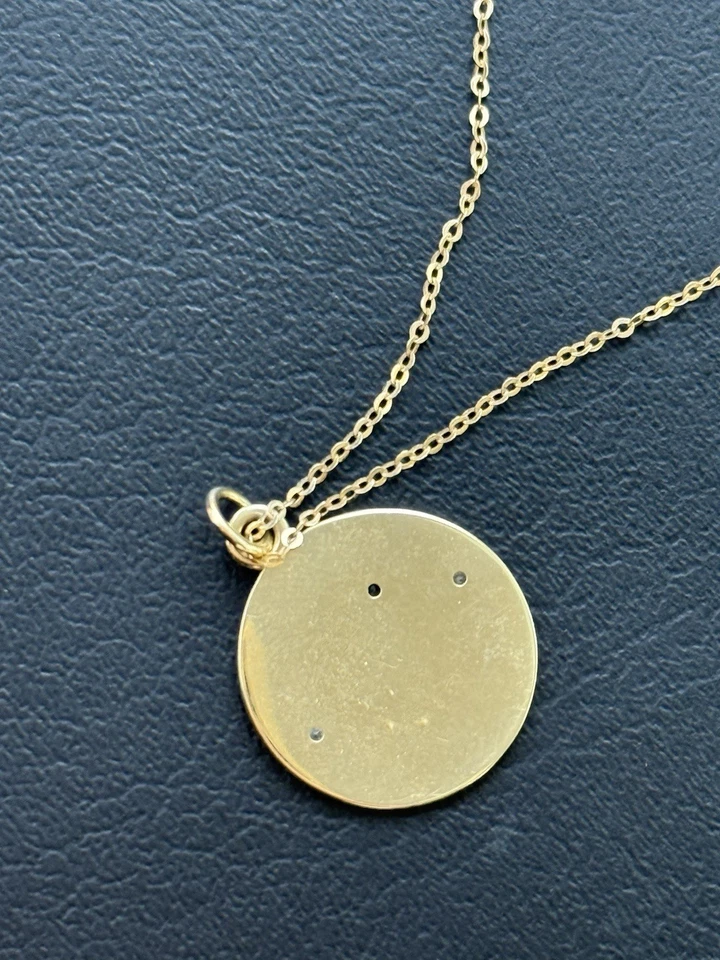 14k Gold, Diamond, Aquamarine Necklace With Hammered Gold S Charm, Dainty Chain - Image 2 of 4