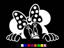 MINNIE MOUSE PEEKING Vinyl Decal Laptop Window Car Sticker CHOOSE SIZE COLOR