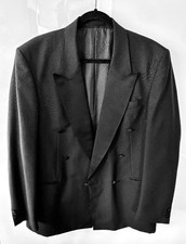 Varteks Mens Black Double Breasted Tuxedo Dinner Suit Chest 42", W38", IL. 33"