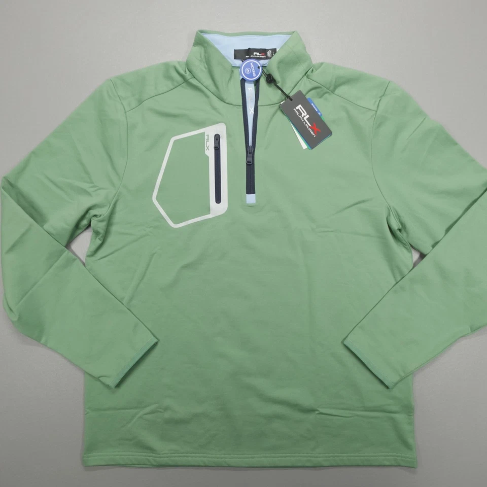 RLX Ralph Lauren Golf 1/4 Cremallera Para Hombre Talla L Elastizado Absorbente Verde $138 Foto 2 de 4