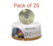25 x Memorex DVD+RW 4.7GB 4X Speed, Rewritable  DVD blank Discs