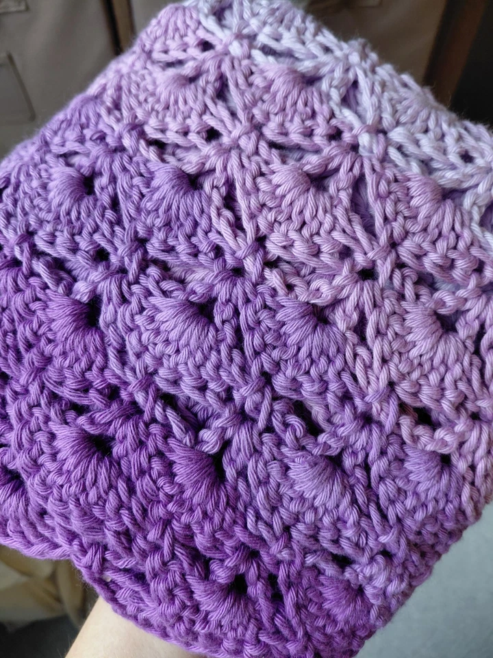 Manta Bebé Crochet Afghan Granny Cuadrada 31"x31" Púrpura Lila Ombre 100% Algodón Foto 2 de 2