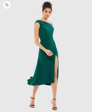 Mac Duggal Ruched Off The Shoulder Midi Dress Size 4 Emerald Green