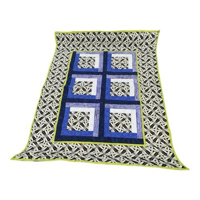 Quilt Whimsical Purple, Black White Lime Green Dragonfly Block Prints 49X38