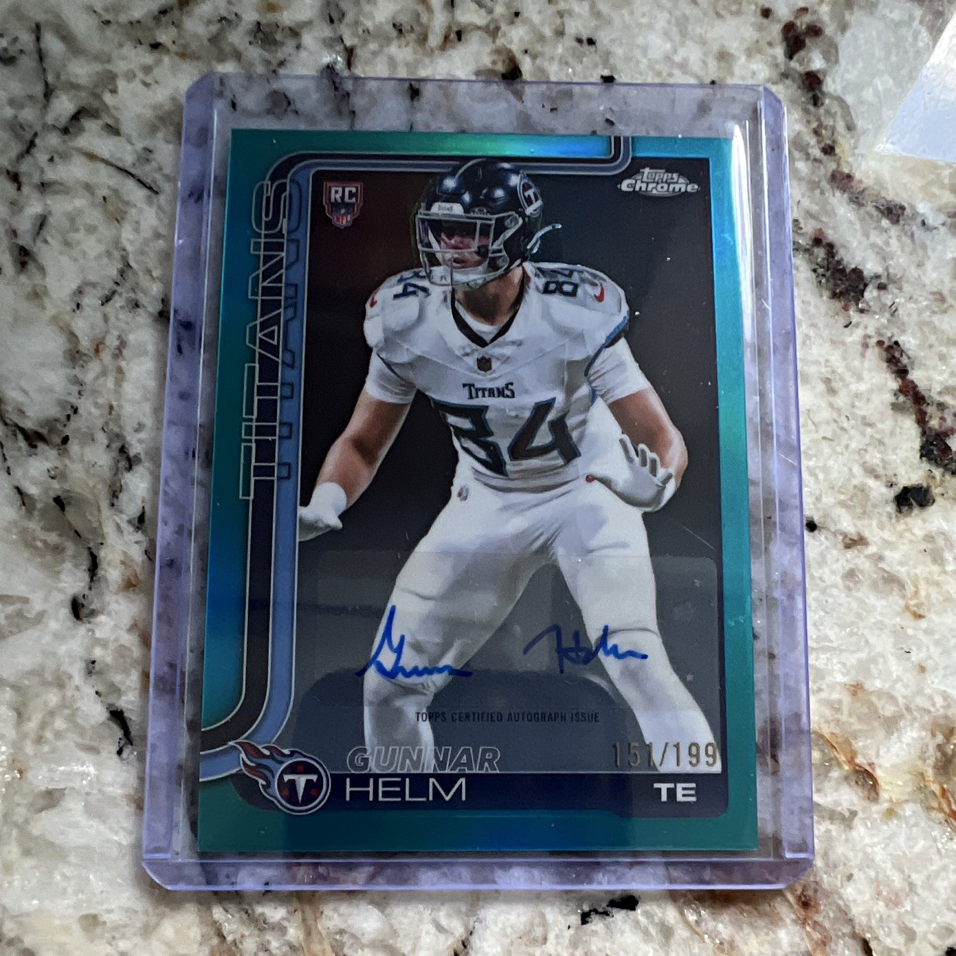 Topps 2025 Topps Chrome Gunnar Helm Tennessee Titans #RA-GH RC Auto 151/199