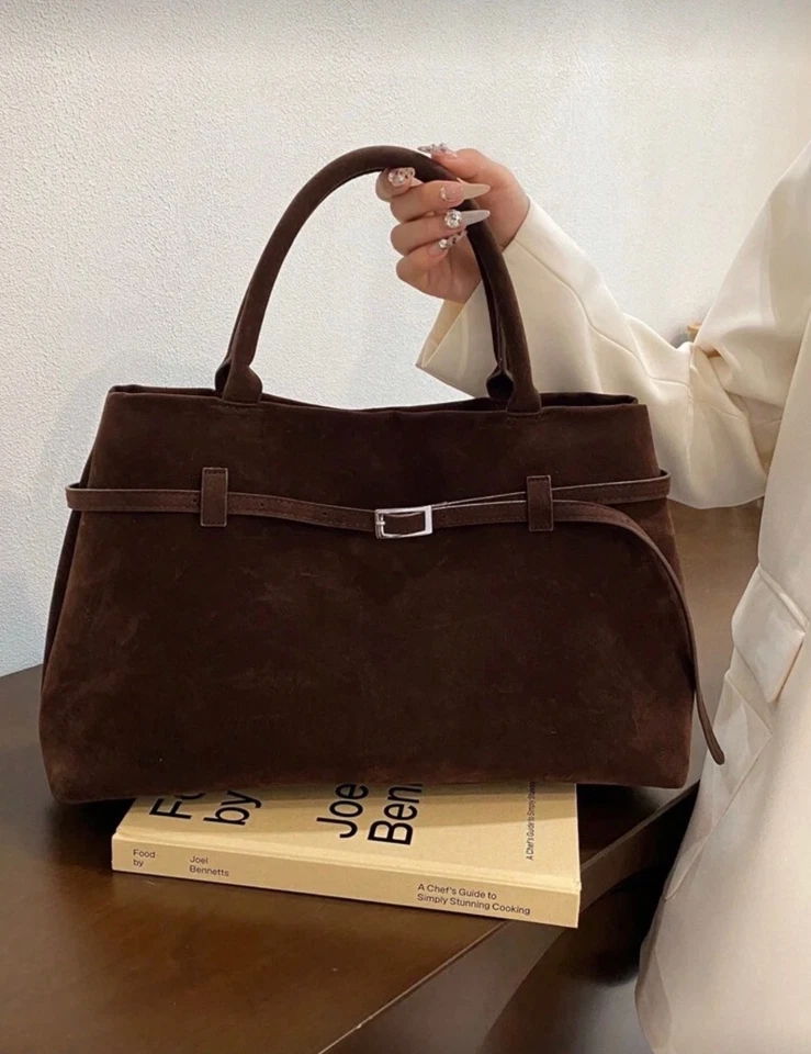 Bolso de Mano Hobo de Gamuza Marrón Cartera Slouchy Diseñador Lujo Otoño 2025 Moda Nuevo Foto 2 de 4