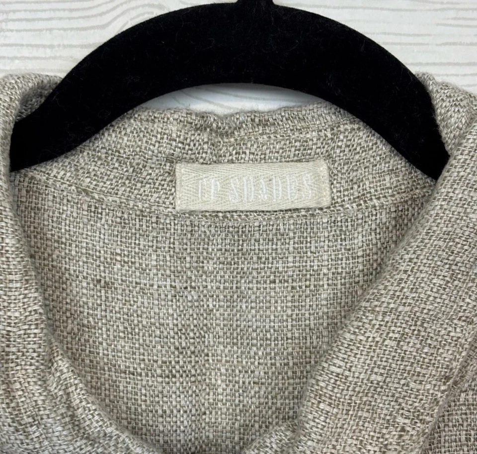 Blusa Camisa CP Tonos 100% Lino Abotonada Lagenlook Talla Mediana Foto 3 de 4