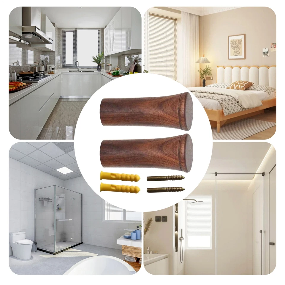 1/2 Ganchos de Pared de Madera 2 Piezas Ganchos de Entrada de Madera Toallero Decoración Rústica Manera Foto 3 de 4