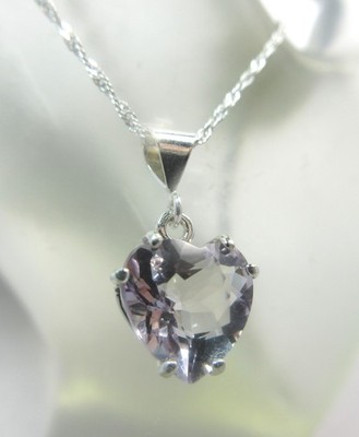 AMETHYST - Valentinstag Rose de France Lavendel Herz 925 Sterling Silber Halskette