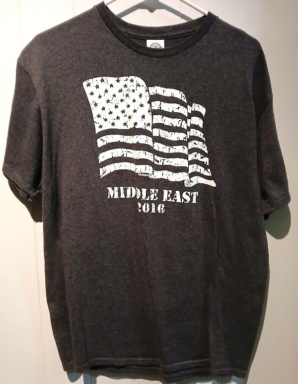 Unisex Size L Gray Poly-cotton T-shirt “MIDDLE EAST 2016” by Delta Pro Weight