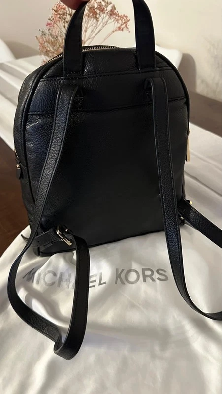 MICHAEL KORS RHEA ZIP MEDIUM BACKPACK BLACK LEATHER TRAVEL SCHOOL BAG - Bild 3 von 4