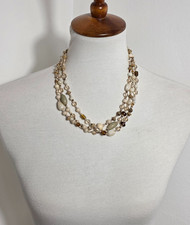 Multi-Strand Beaded Necklace Earth-Tone Color Beads in Various Shapes  Sizes