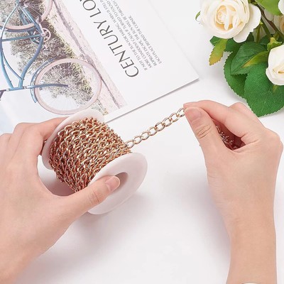 Catena A Maglia Barbazzale In Alluminio Dorato - 5 Metri Per Gioielli Fai Da Te, Maglia 10x6x1.6 Mm