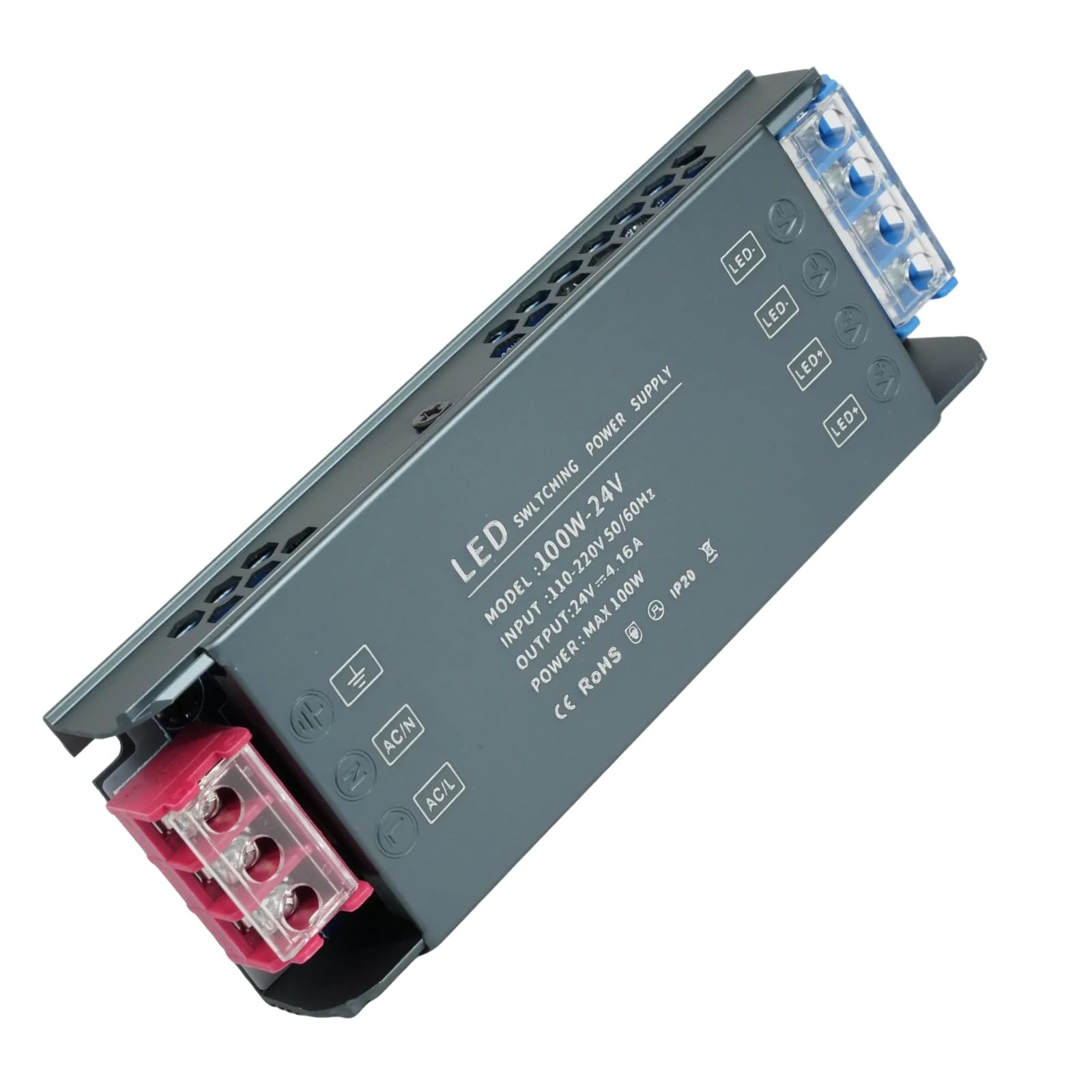 Transformateur 220V 24V 100W et alimentation compacte en aluminium pour bandeau LED