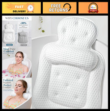 Comfortable Bath Pillow for Tub - Soft 3D Mesh Cushion with 54 Non-Slip Suction