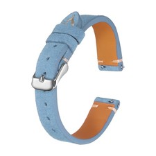 Leather Watch Bands 14mm Quick Release Watch Strap Suede Cowhide Light Blue