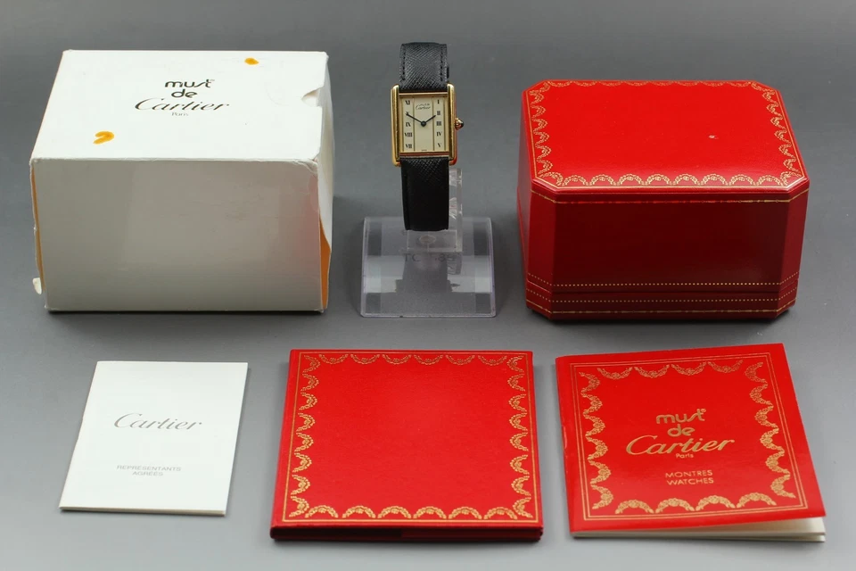 Vintage Exc+5 Cartier must de Tank 590005 reloj de cuarzo para mujer 23 mm... - Imagen 2 de 4