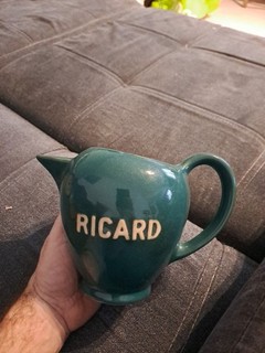 Antique Ceramic Faience Advertising Advertising Pitcher RICARD Collection