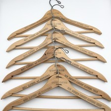 Vintage Wood Advertising Hangers ROGERS CLOTHES Men's Clothing NJ Set of 6