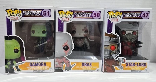 Marvel Guardians Of The Galaxy Funko Pops Lot Of 3, Gamora Starlord Drax