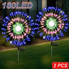 180LED Solar Garden Firework Lights 2X Outdoor Waterproof Sparklers Outside Yard