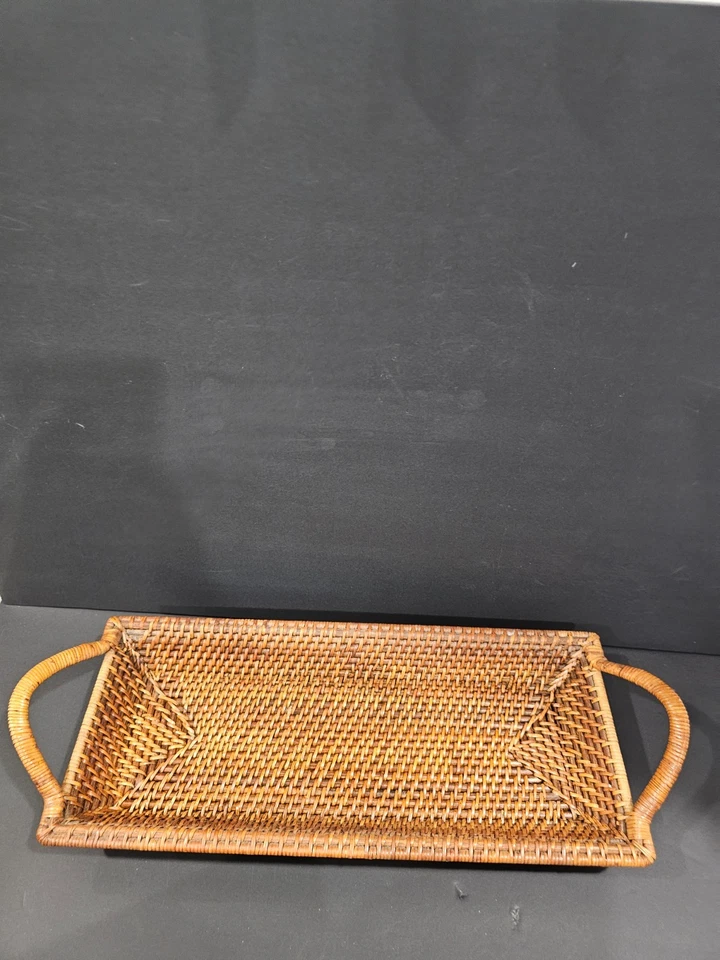 Pampered Chef Woven Selections Striped Serving Platter Wicker Tray Holder - Image 4 of 4