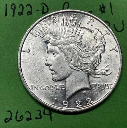 1922-D Peace Silver Dollar $1 BU Uncirculated 90% Silver