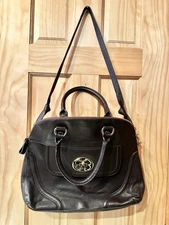 Emma Fox Tote Crossbody Handbag Chocolate Brown Lined Purse Satchel Leather EUC