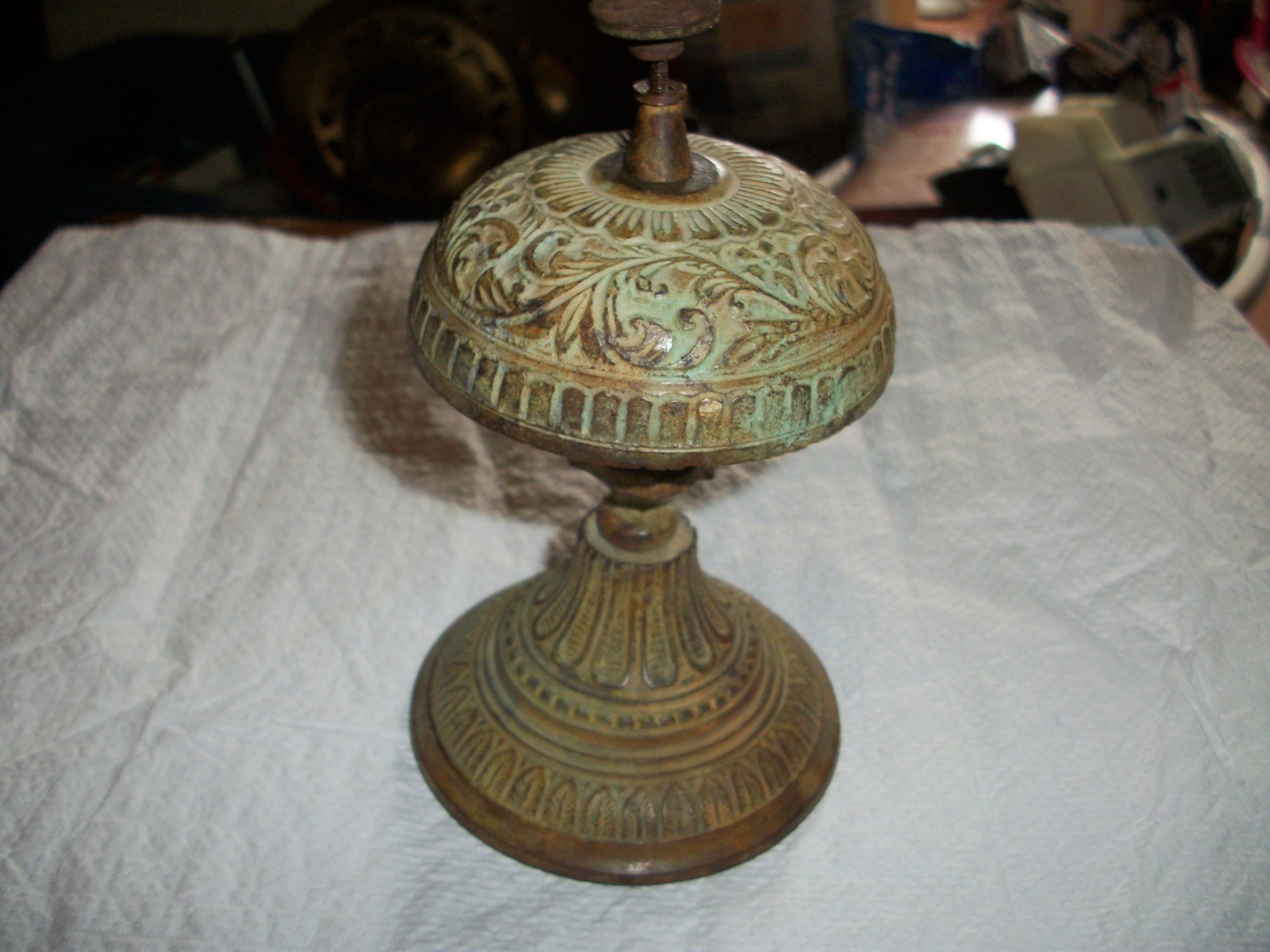 Vintage Table Desk Bell Antique Vintage Brass Hotel Service Ornate Reception