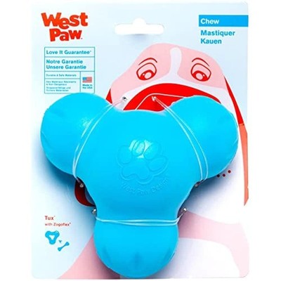 West Paw Zogoflex Tux Durable TreatDispensing Chew Toy, Small 4'' Aqua Blue
