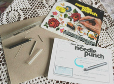 Vintage 1970s Punch needle toolset 3 size needles pattern instruction booklet