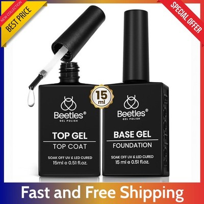 No Wipe Gel Top & Base Coat Set 2x15 ml - Super Shiny UV LED Nail Art Polish Gel