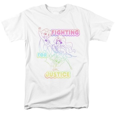 DC Comics Superhero Girls Fighting For Justice Herren T-Shirt Weiß Kurzarm