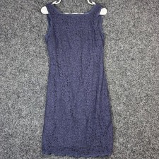 Adrianna Papell Navy Lace Sheath Dress Zipper Front Sleeveless Knee Length  12