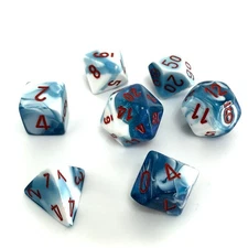 Chessex Gemini Astral Blue/White - Red, 7-Die Polyhedral Set | CHX 26457 NEW