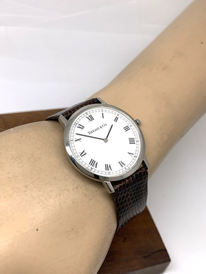 Tiffany & Co. Unisex Watch M151 Swiss Quartz White Dial Brown