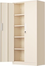 Metal Storage Cabinet w/Doors and Shelves,72" H Gray Steel Tool Locking Cabinet