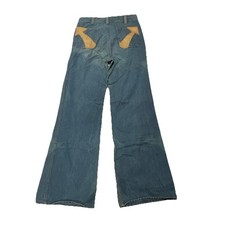 Vintage 1970s Unisex 30x34 Flare Bottoms Medium Wash Jeans 60s 80s READ