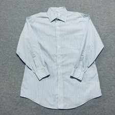 Brooks Brothers Classic Shirt Mens 16-32 Blue Stripe Non Iron Casual Long Sleeve