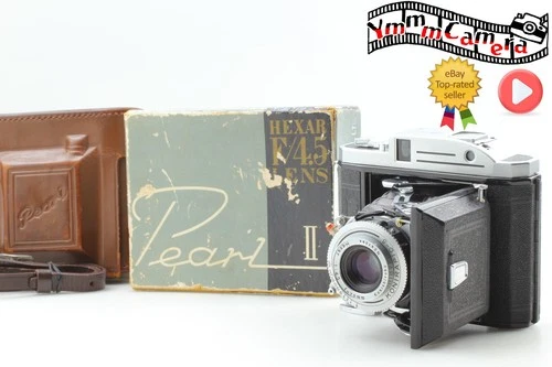 [MINT w/case]Konica Pearl II Rangefinder Film Camera Hexar 75mm f/4.5 From JAPAN