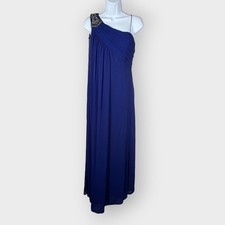 Eliza J Formal Maxi Dress | 4 | Blue Chiffon | Grecian Goddess Wedding Guest