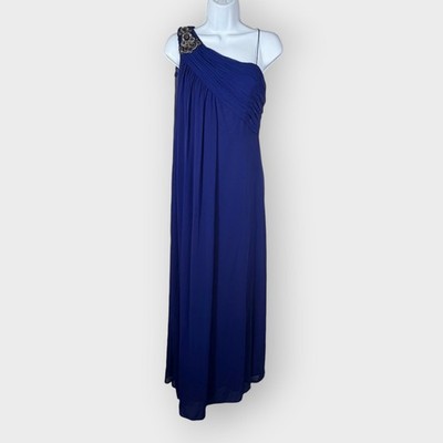 Eliza J Formal Maxi Dress | 4 | Blue Chiffon | Grecian Goddess Wedding Guest