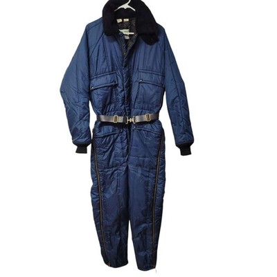 Zero Zone Snow Suit Vintage Zip Snap Mens M Womens L Blue Winter Snowmobile Ice