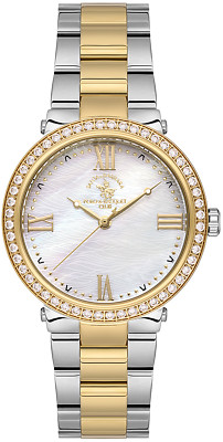 Santa Barbara Polo Unique Two Tone White Dial Watch
