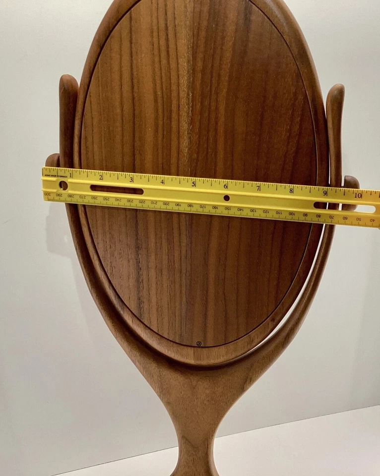 Espejo de tocador ajustable independiente de madera de nogal vintage, con caja Foto 4 de 4