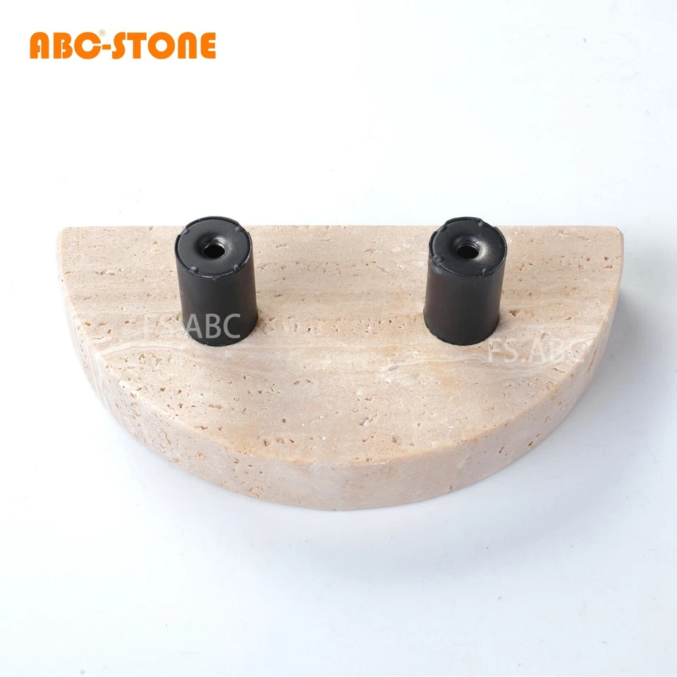 2 Pcs Natural Rome Travertine Door Handles Decorative Vintage Doorknobs - Image 2 of 4