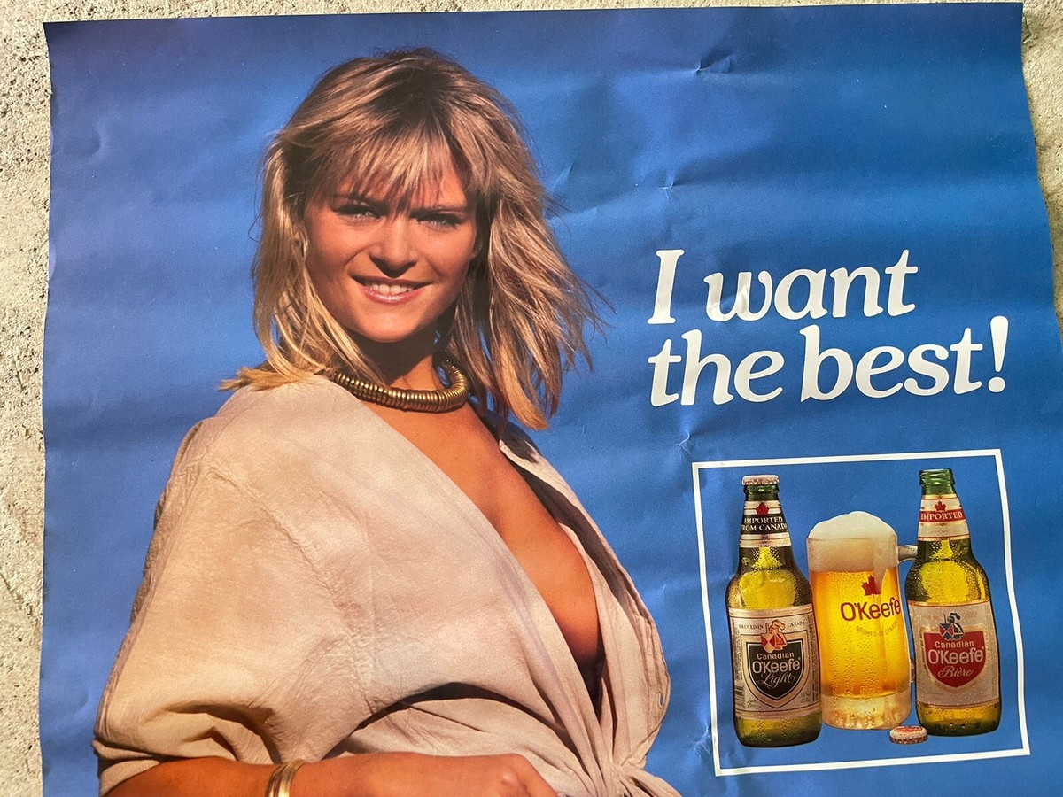 vintage 80s ia Okeeffe オリジナルポスター Vintage Okeefe Biere Poster “I Want The Best” Beer Canada 18x24